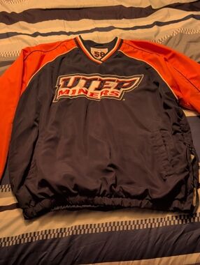 UTEP Miners Navy Pullover with Orange and White Trim